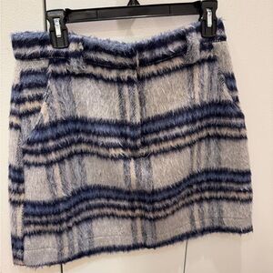 En Saison Navy and Gray Plaid Mini Skirt